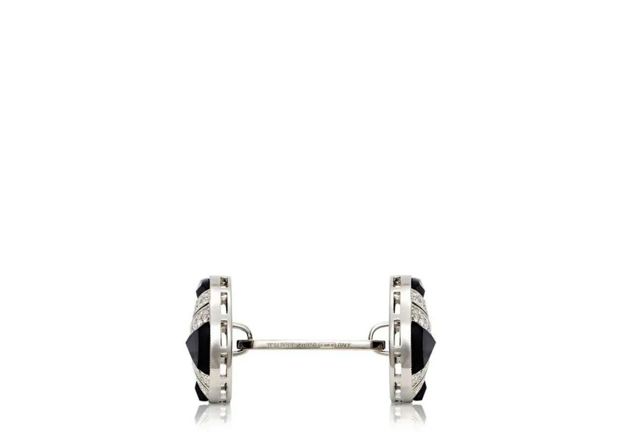 DIAMOND ROUND CUFFLINKS