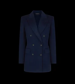 DOUBLE BREASTED JACKET WITH LEATHER UNDERCOLLAR