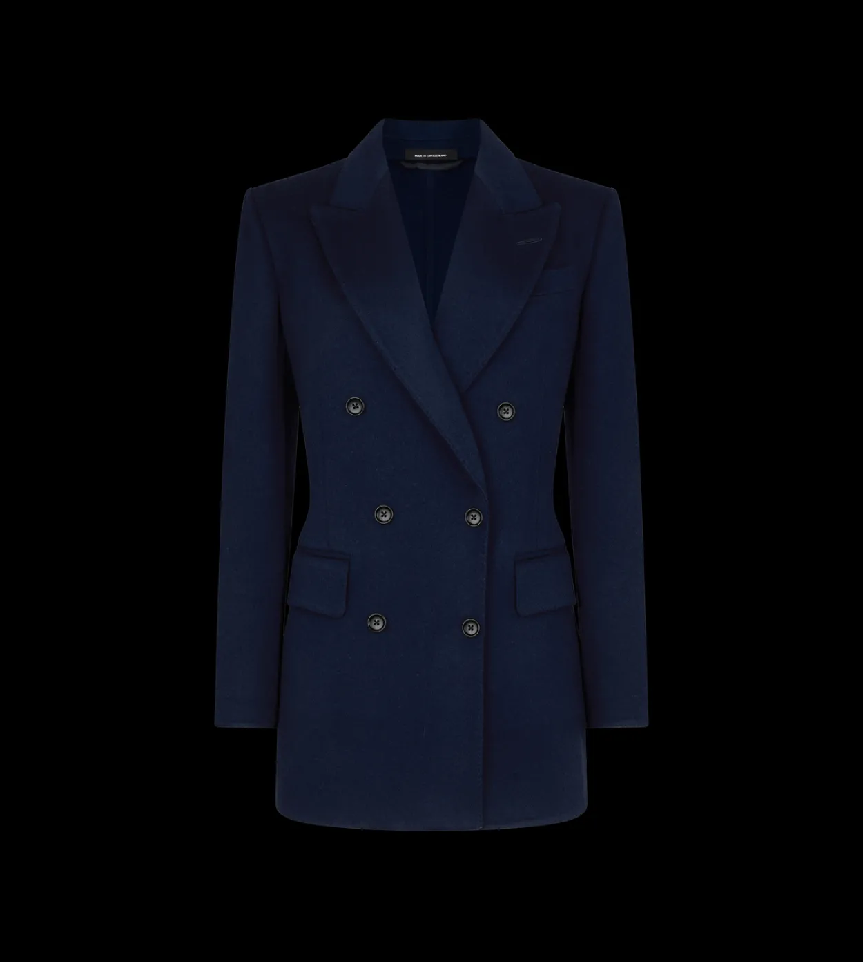 DOUBLE BREASTED JACKET WITH LEATHER UNDERCOLLAR