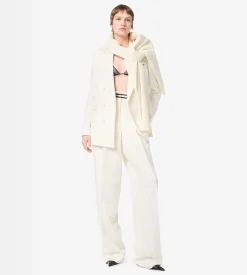 DOUBLE BREASTED PEAK LAPEL HEAVY SILK TWILL JACKET