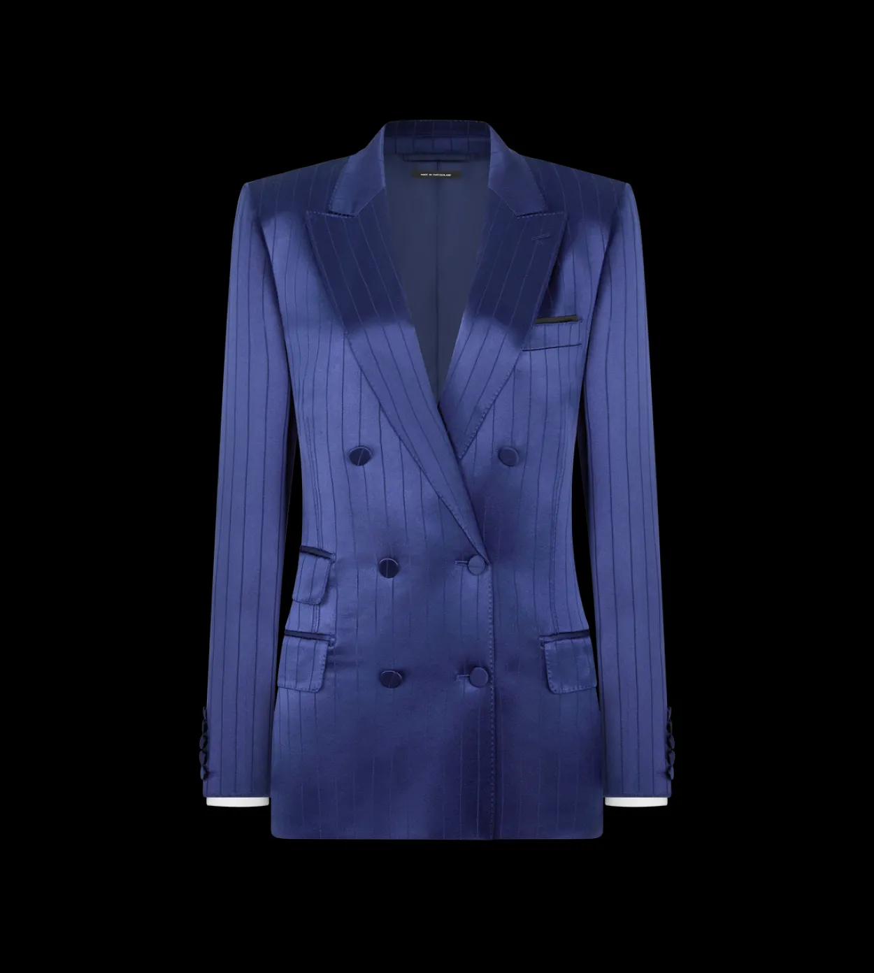 DOUBLE BREASTED PEAK LAPEL STRIPED JACKET