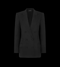 DOUBLE BREASTED PEAK LAPEL LIGHT WOOL JACKET