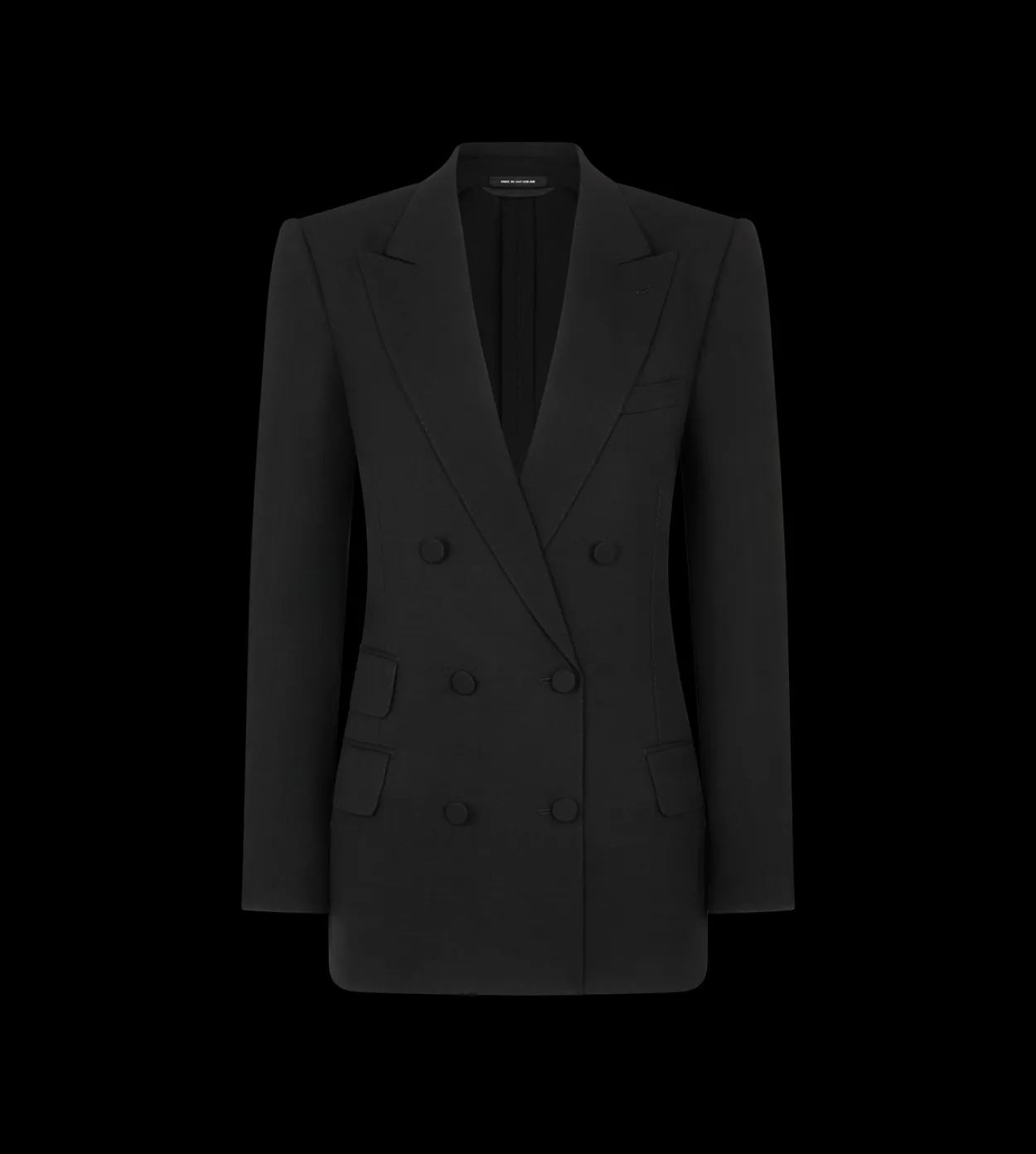 DOUBLE BREASTED PEAK LAPEL LIGHT WOOL JACKET