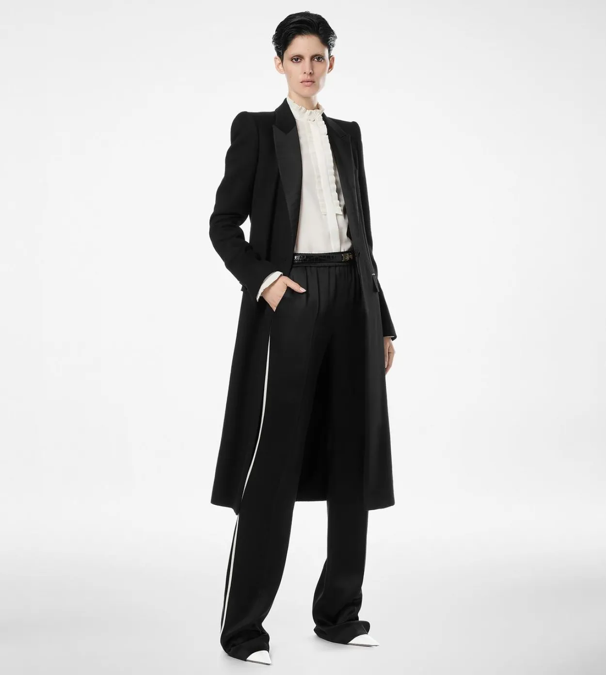 DOUBLE FACE LIGHT WOOL SINGLE BREASTED EVENING COAT