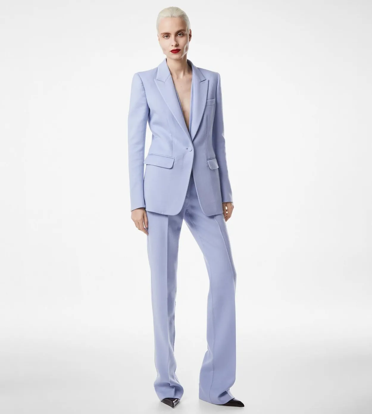 DOUBLE FACE LIGHT WOOL TAILORED STRAIGHT PANTS