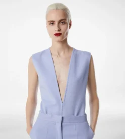 DOUBLE FACE LIGHT WOOL V-NECK BODYSUIT