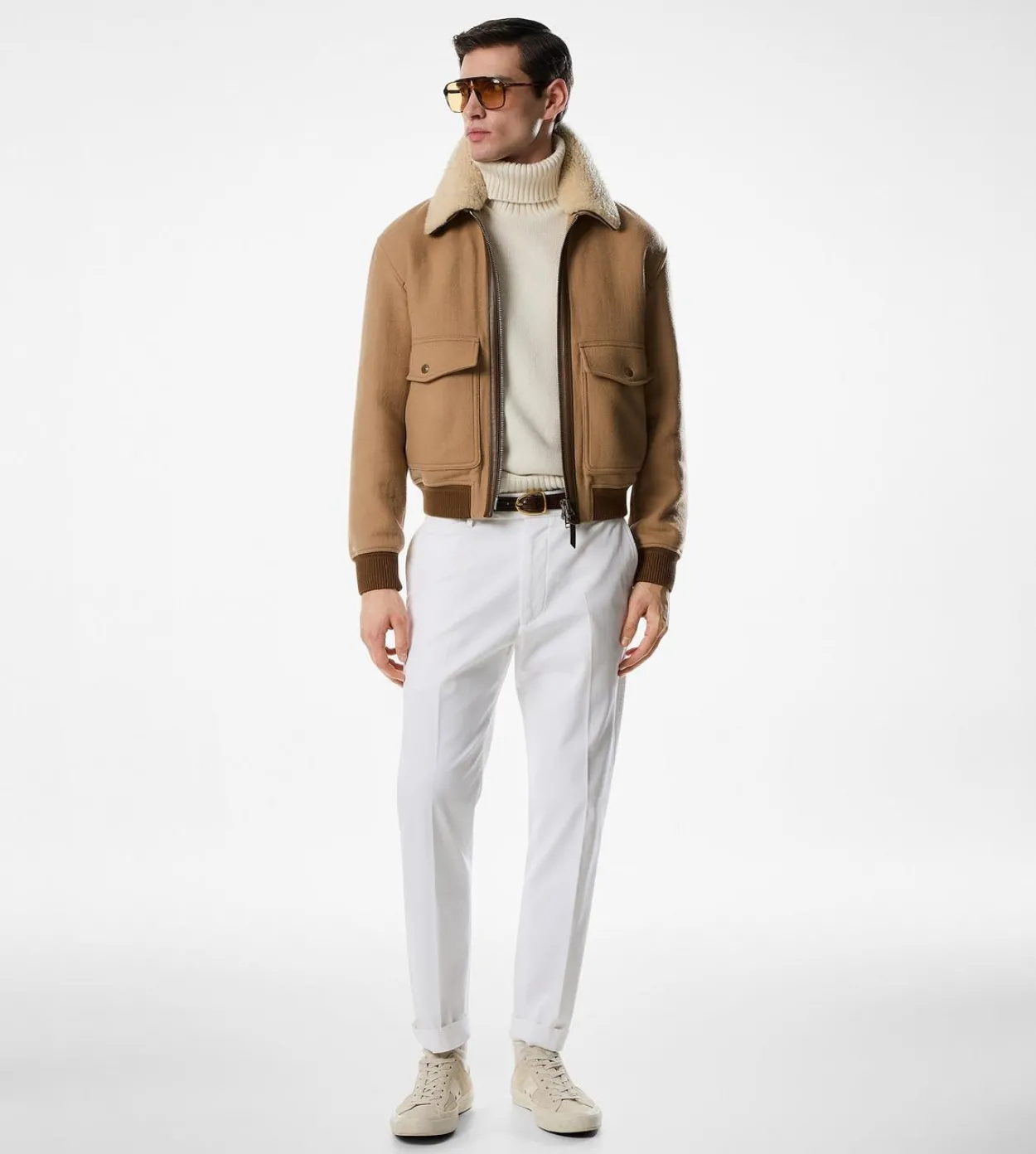 DOUBLE SPLITTABLE SHEARLING COLLAR BLOUSON