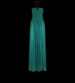 EVENING DRESS WITH DRAWSTRINGS AND CUT OUT DETAILS