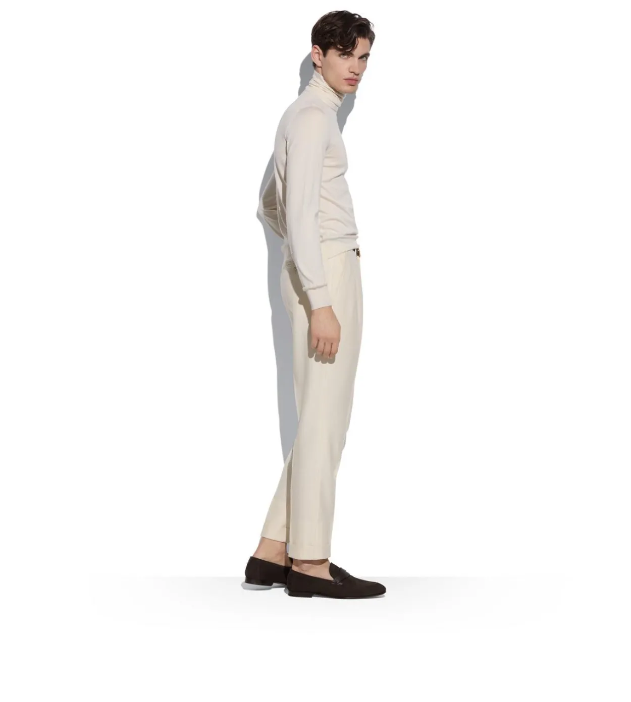 FINE GAUGE CASHMERE SILK ROLL NECK