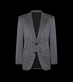 FLUID SILK FAILLE STRIPE JACKET