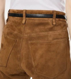 FULL GRAIN LAMB SUEDE FIVE-POCKET PANTS WITH TF DEBOSSED LOGO
