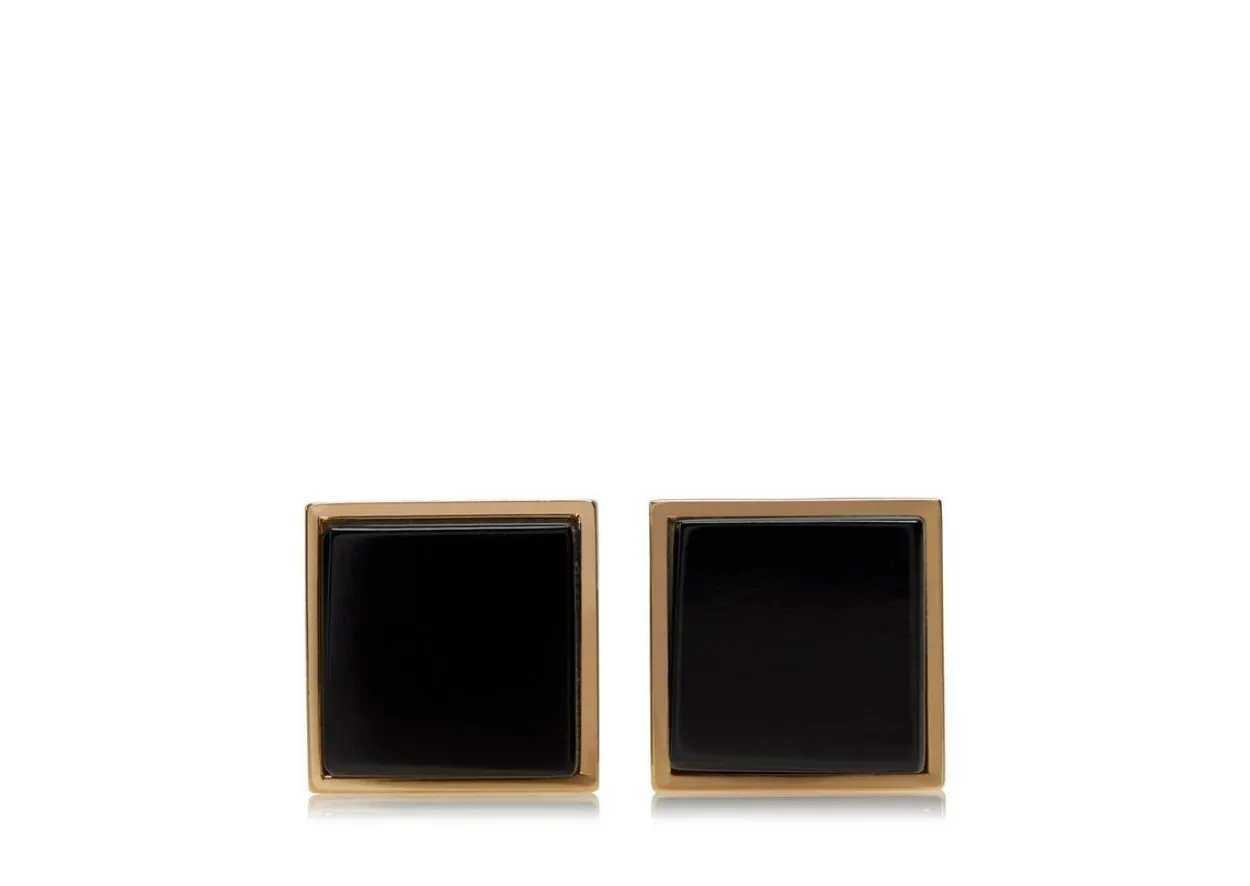GOLD AND ONYX SQUARE CUFFLINKS