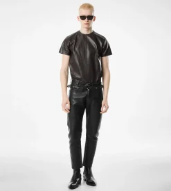 GRAIN LEATHER BIKER PANT