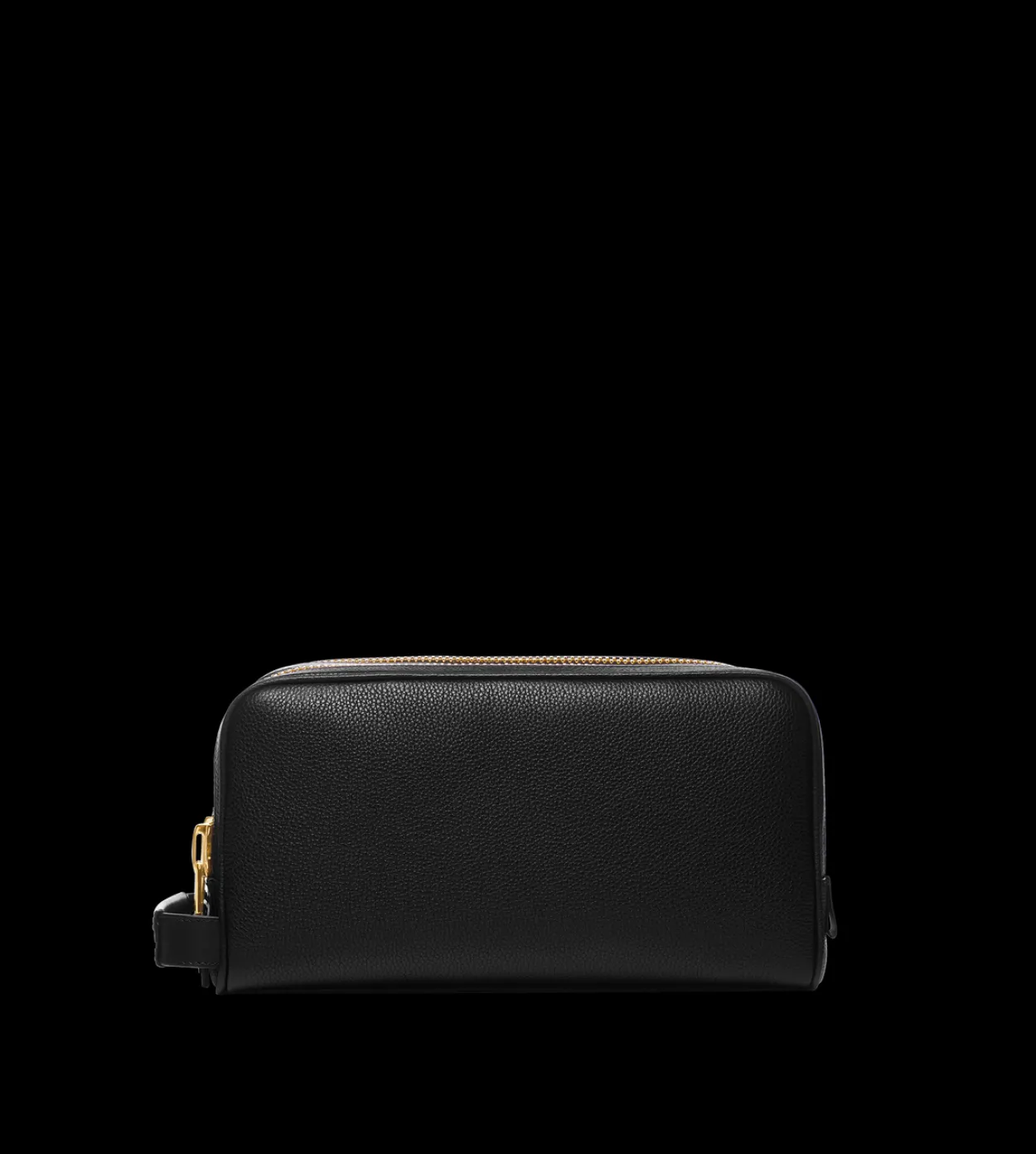 GRAIN LEATHER DOUBLE ZIP TOILETRY BAG