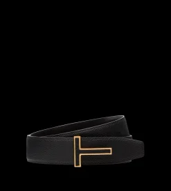GRAIN LEATHER INSERT BUCKLE T BELT