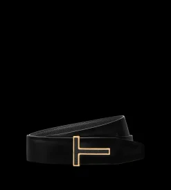 GRAIN LEATHER INSERT BUCKLE T BELT