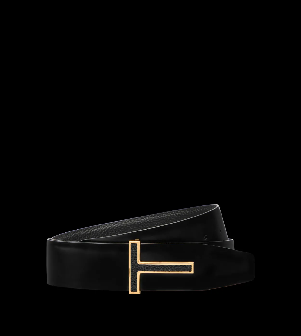 GRAIN LEATHER INSERT BUCKLE T BELT