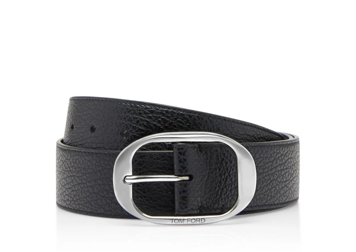 GRAIN LEATHER OVAL BELT