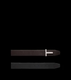 GRAIN LEATHER RIDGE BUCKLE T BELT