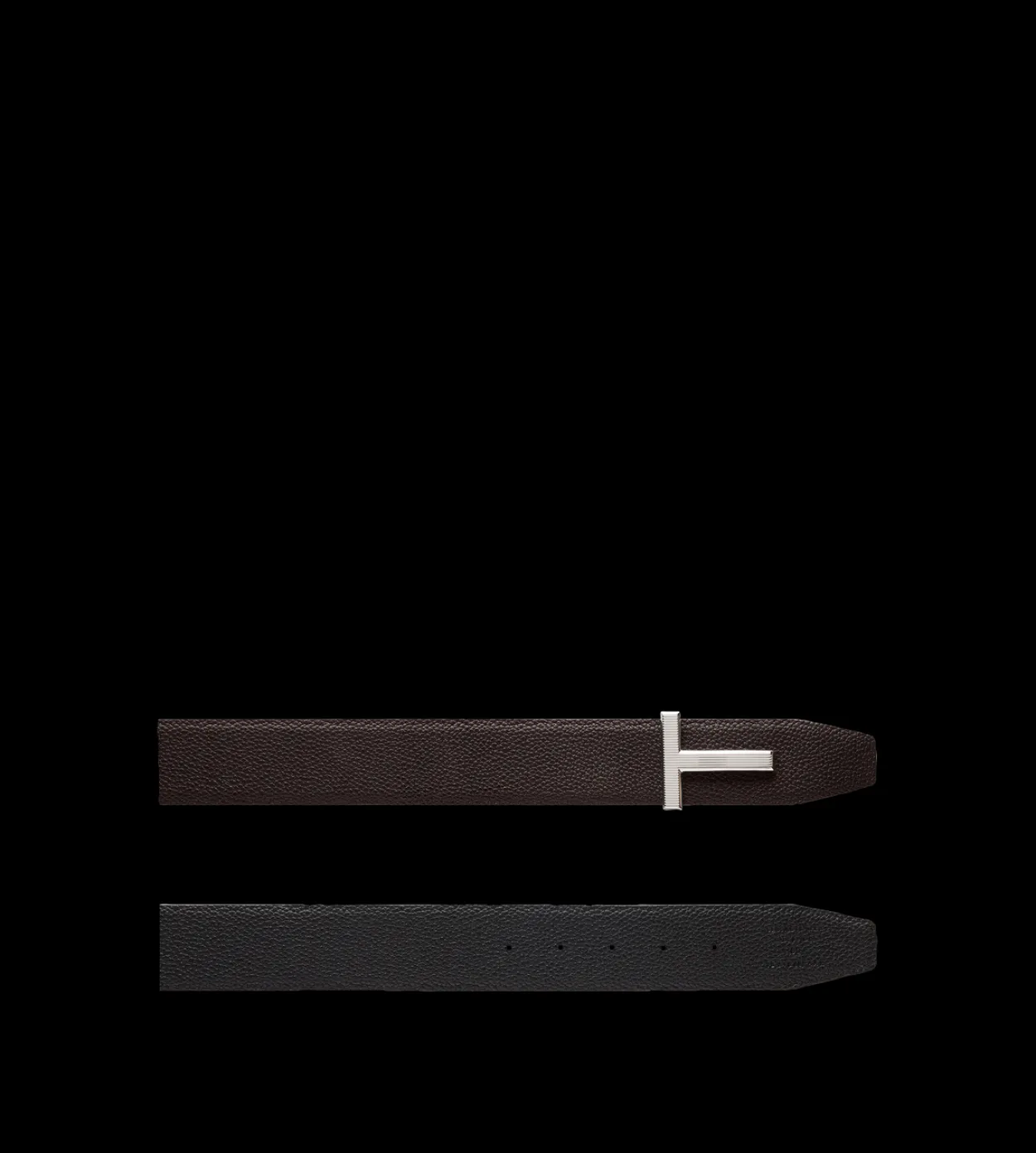 GRAIN LEATHER RIDGE BUCKLE T BELT