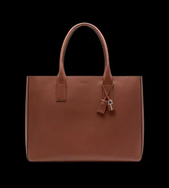 GRAIN LEATHER T-LINE EAST-WEST TOTE