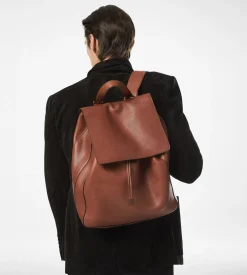 GRAIN LEATHER T-LINE FLAP BACKPACK