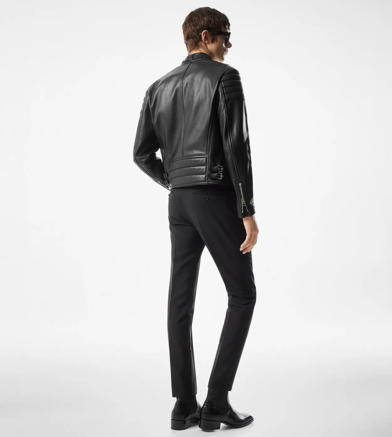 GRAIN LEATHER ZIP BIKER