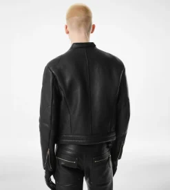 GRAIN LEATHER ZIP BIKER