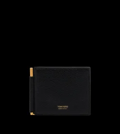 GRAINED LEATHER MONEY CLIP WALLET