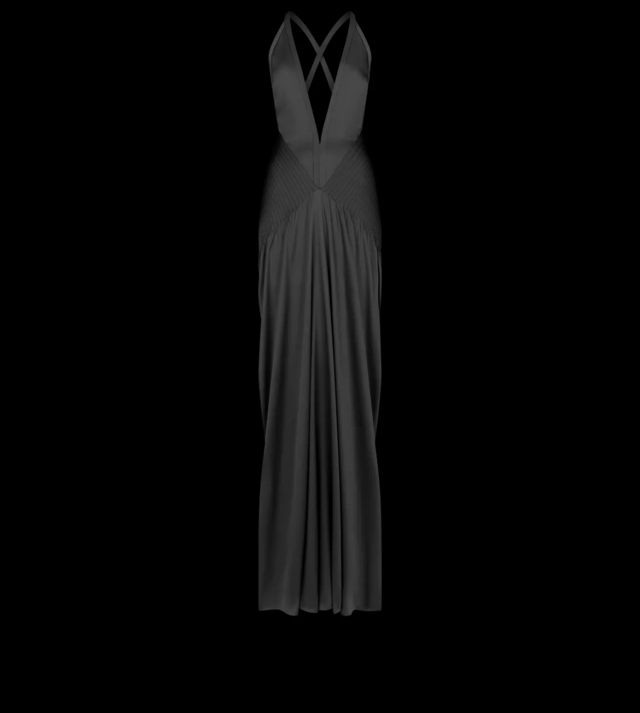 HALTERNECK DEEP V-NECK EVENING DRESS WITH SIDE SLITS