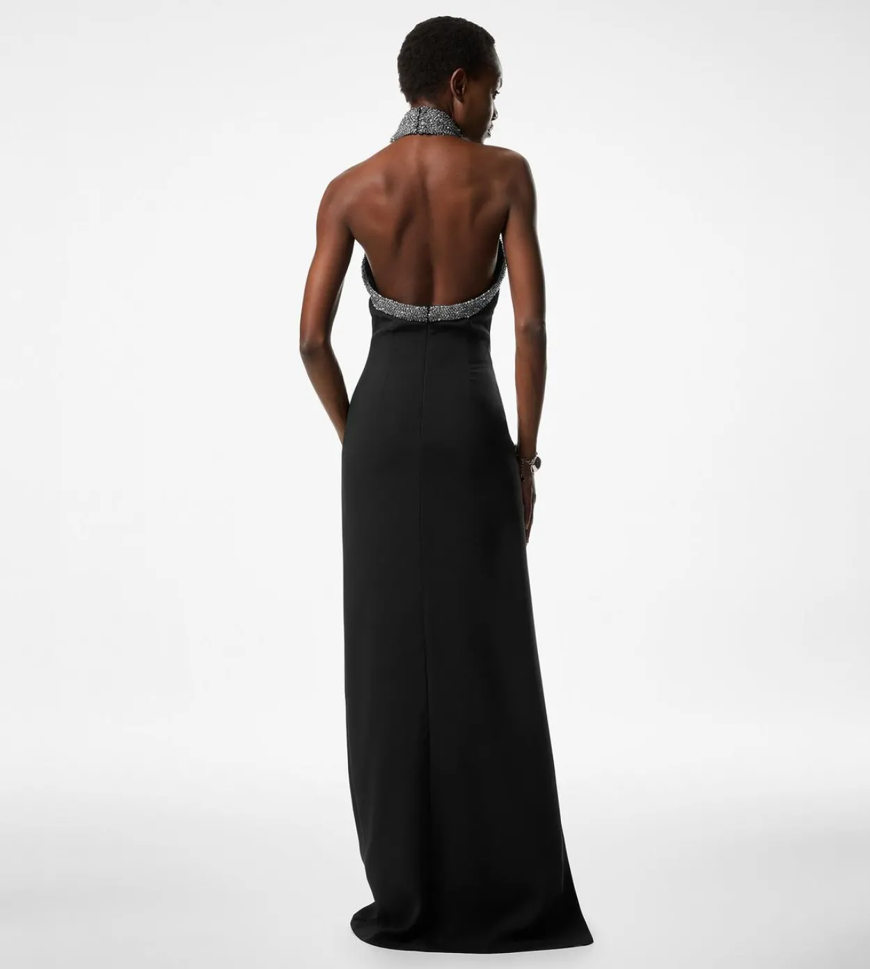 HALTERNECK EVENING DRESS WITH SIDE DEEP SLIT