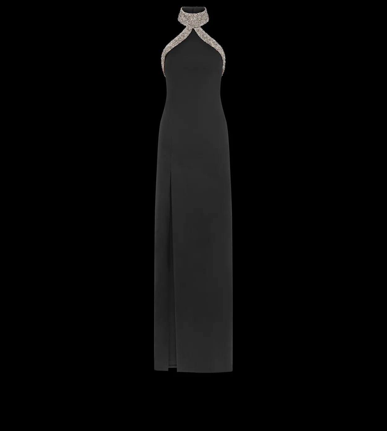 HALTERNECK EVENING DRESS WITH SIDE DEEP SLIT