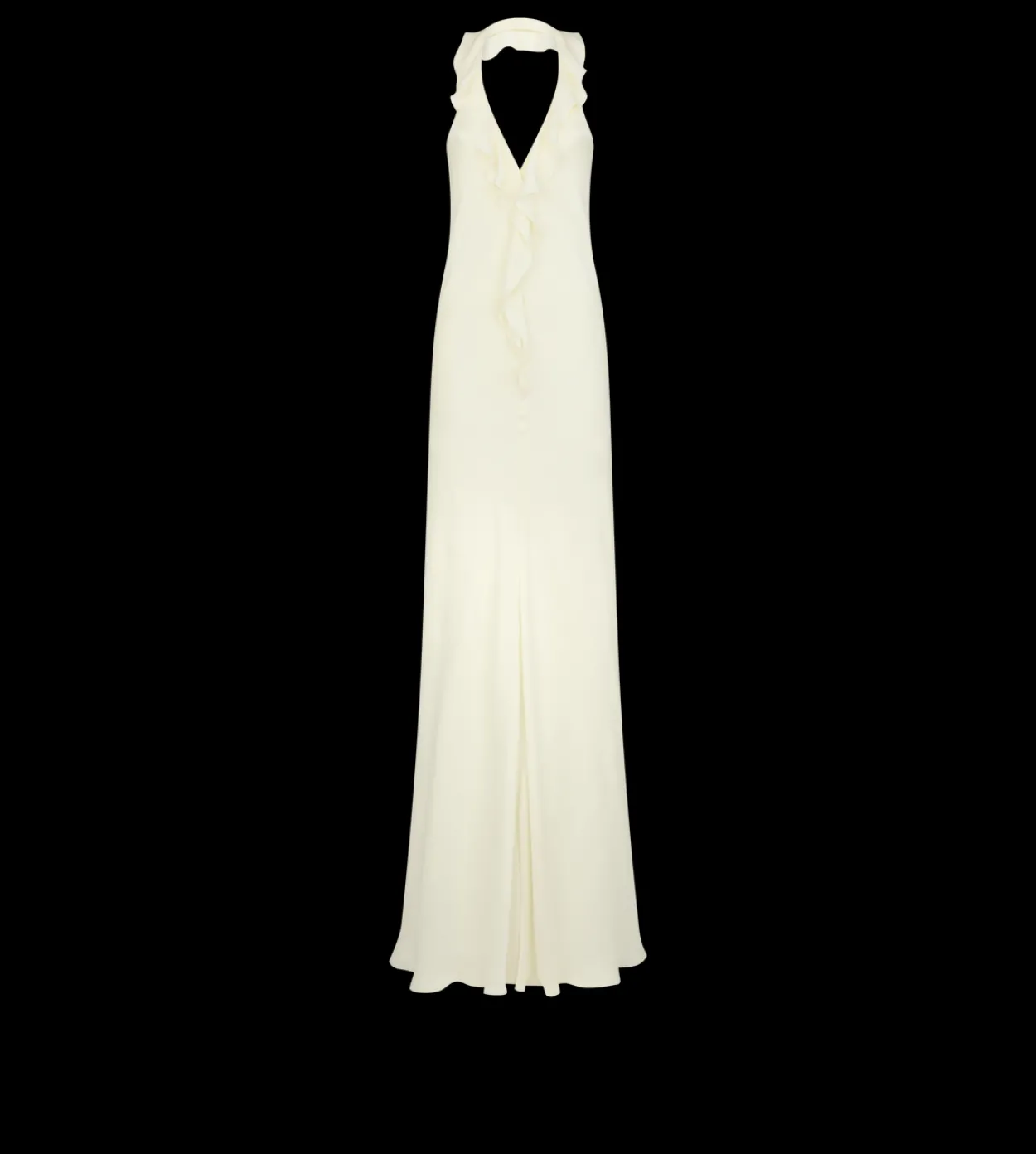 HALTERNECK EVENING DRESS WITH RUFFLE DETAIL