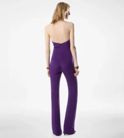 HALTERNECK TWIST FRONT SILK JUMPSUIT