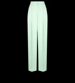 HEAVY SILK TWILL HIGH-WAIST TAILORED WIDE LEG PLEATED STRAIGHT PANTS