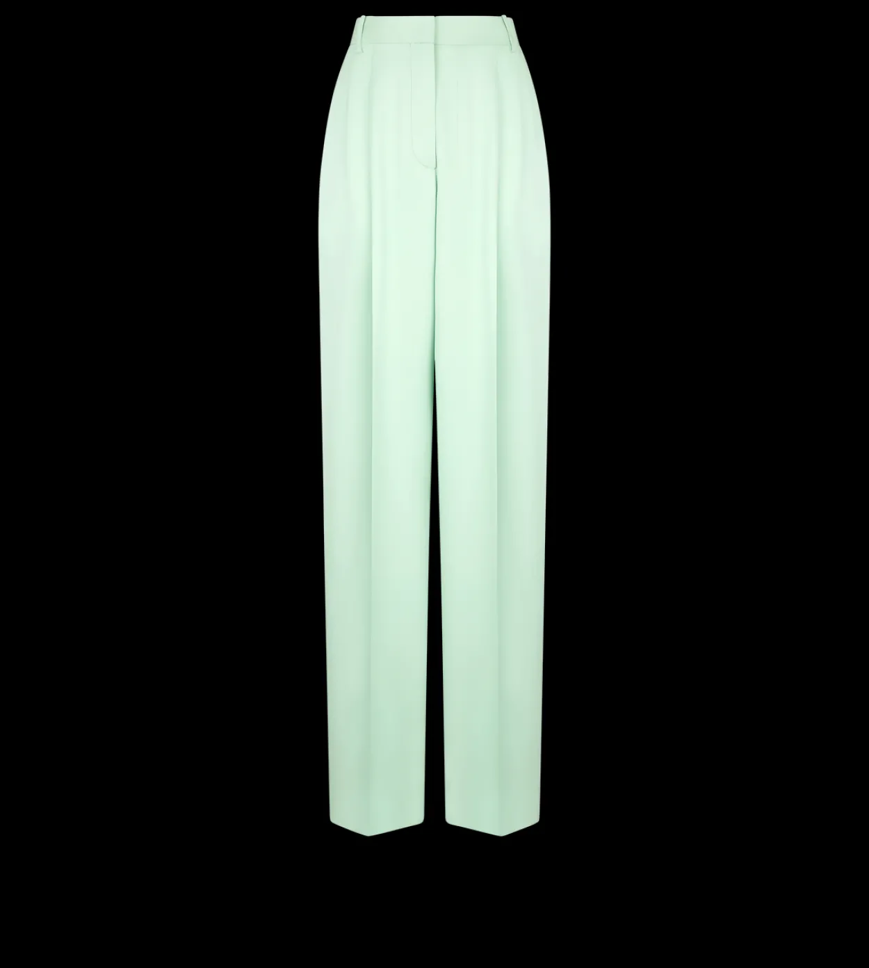 HEAVY SILK TWILL HIGH-WAIST TAILORED WIDE LEG PLEATED STRAIGHT PANTS