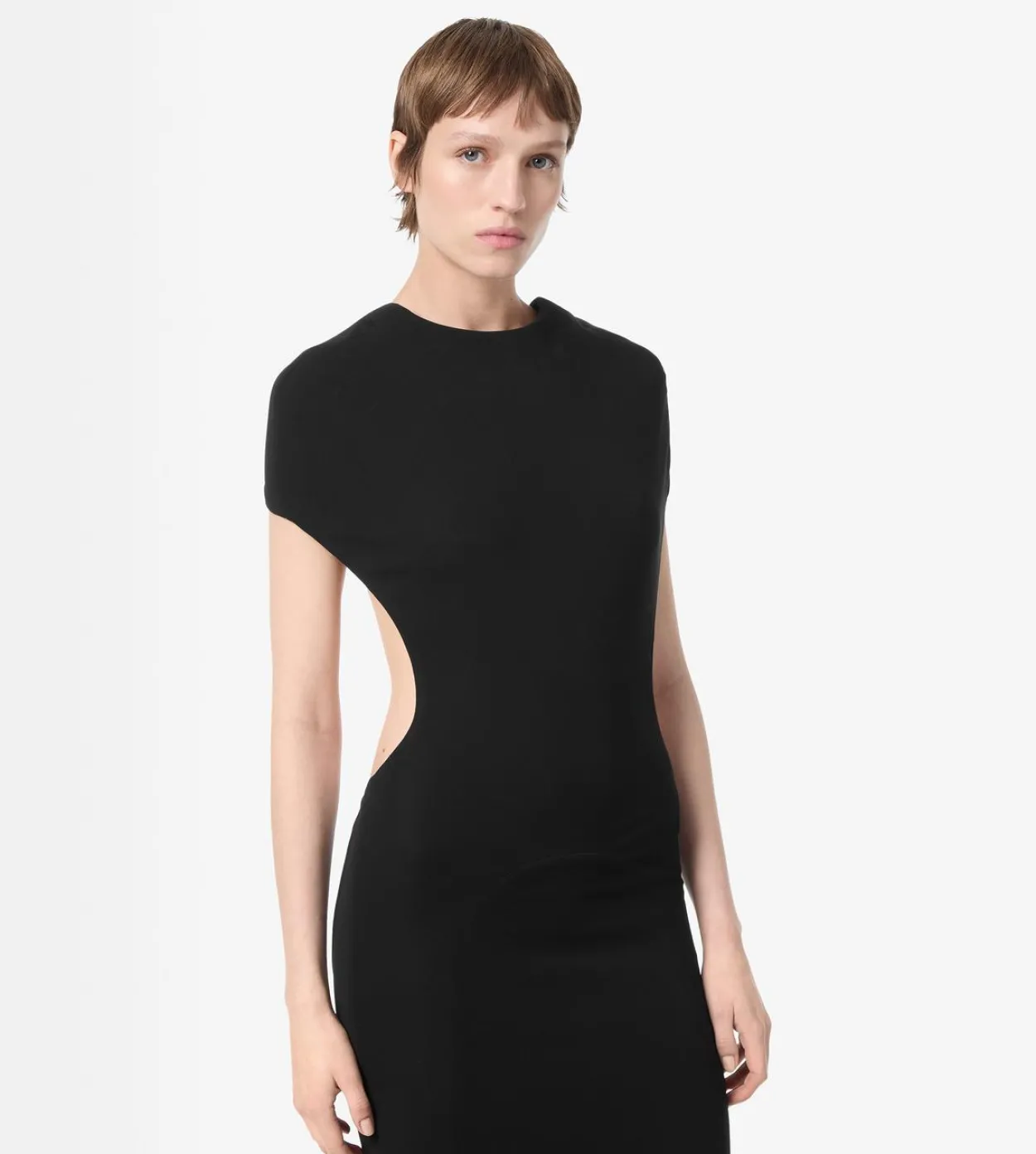 IMPOSSIBLE BACKLESS CAP SLEEVE EVENING DRESS WITH TRAIN