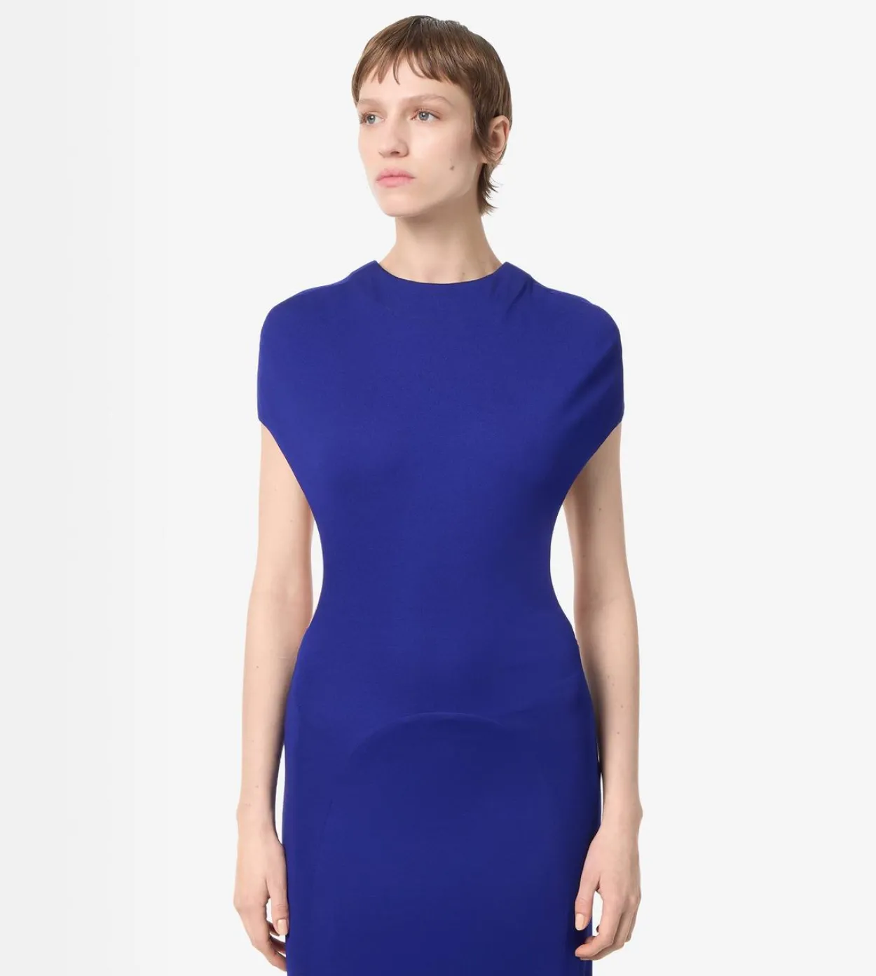 IMPOSSIBLE BACKLESS CAP SLEEVE EVENING DRESS WITH TRAIN