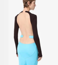 IMPOSSIBLE BACKLESS LONG SLEEVE CROPPED TOP