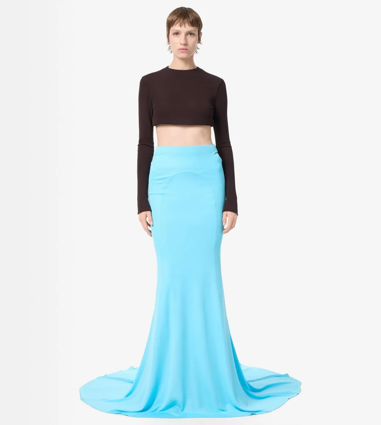 IMPOSSIBLE BACKLESS LONG SLEEVE CROPPED TOP