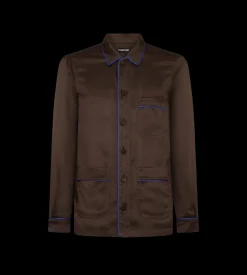 JACQUARD MICRO DOT PAJAMA PIPING SHIRT