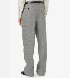 JACQUARD SHARKSKIN HERRINGBONE DOUBLE PLEAT PANT