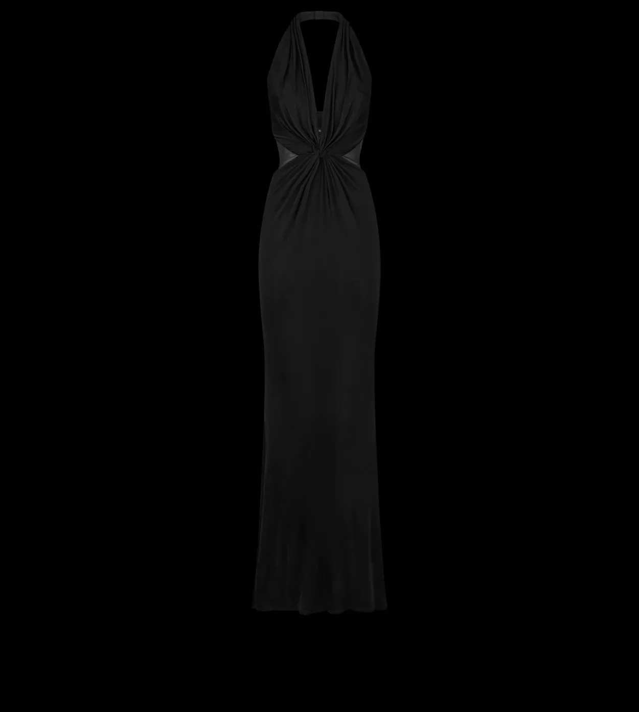 KNITTED STRETCH JERSEY CRISS-CROSS EVENING DRESS