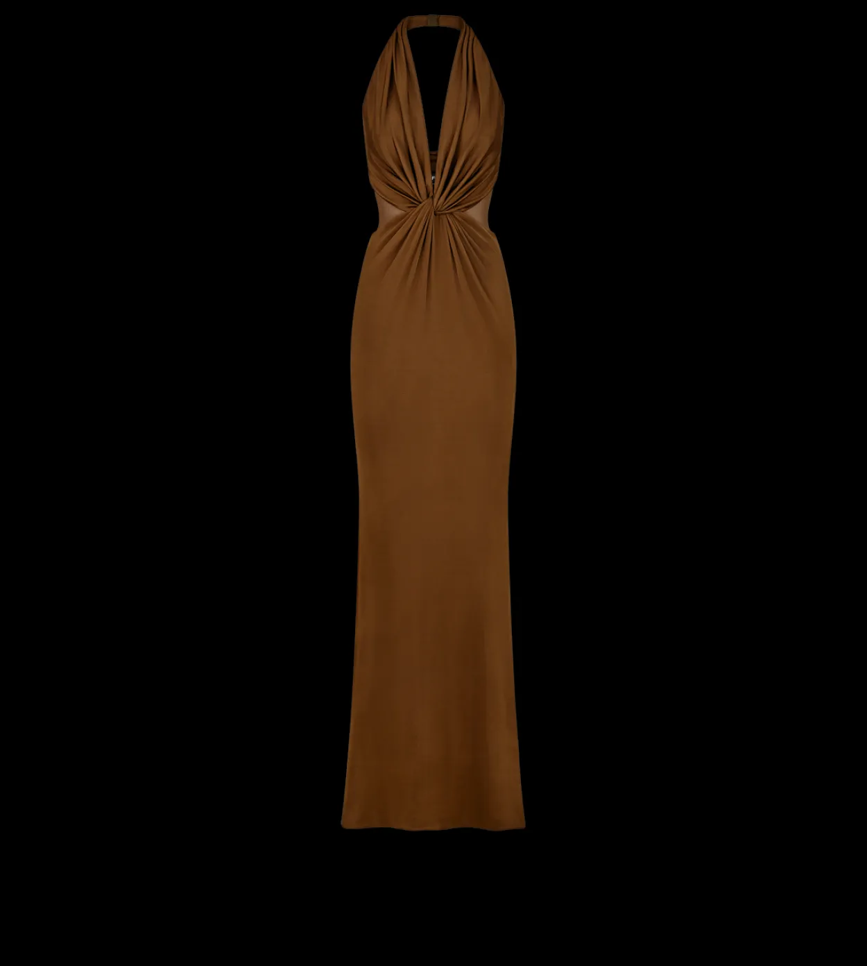 KNITTED STRETCH JERSEY CRISS-CROSS EVENING DRESS
