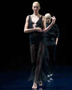 LACE-ENCRUSTED EVENING DRESS