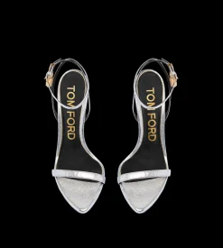 LAMINATED NAPPA LEATHER PADLOCK POINTY NAKED SANDAL