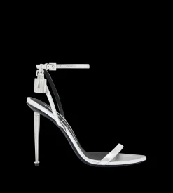 LAMINATED NAPPA LEATHER PADLOCK POINTY NAKED SANDAL