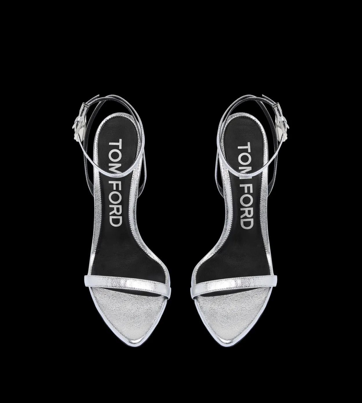 LAMINATED NAPPA LEATHER PADLOCK POINTY NAKED SANDAL