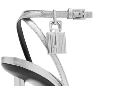 LAMINATED NAPPA LEATHER PADLOCK POINTY NAKED SANDAL