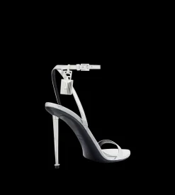 LAMINATED NAPPA LEATHER PADLOCK POINTY NAKED SANDAL